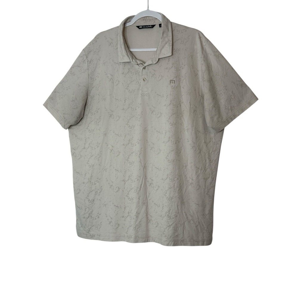 Travis Mathew Polo Shirt Mens 3XL Beige Casual Preppy Short Sleeve Golf Beach